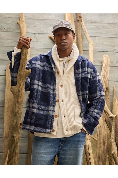 AMERICAN EAGLE سترة قميص منقوشة من AE