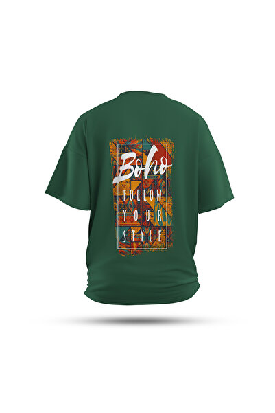 Zestia Tricou unisex, imprimeu pe spate stil Boho, croială normală, 100% bumb...