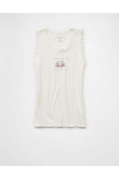 AMERICAN EAGLE AE Graphic Lace Trim Tank Top