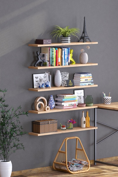 Cosargroup 5 Li İskandinav Tarzı Bohem Uçan Duvar Rafı Tv Rafı Kitaplık, Kütü...