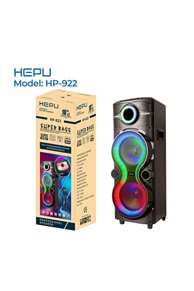HEPU Hp 922 Taşınabilir Şarjlı  Rgb Bluetooth Hoparlör 2*10 İnc Woofer 80 W R...