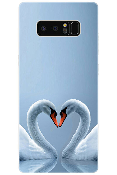 Ceppare Samsung Galaxy Note 8 (SM-N950F) Uyumlu Kılıf Desenli Silikon Kuğ ve ...