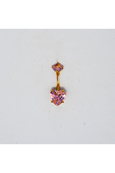 Piercing by Sever PEMBE TAŞLI KALP CERRAHİ ÇELİK GÖBEK BELLY PIERCING… ALTIN/...