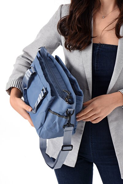 Sanmorris Kadın Desenli Paraşüt Kumaş 4 Gözlü Çapraz ve Omuz Askılı Çanta