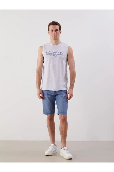 LC Waikiki Lcwaikiki Classic Beige Crew Neck Printed Men's Sleeveless T-Shirt