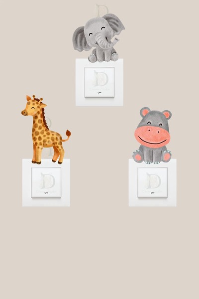 KT Decor Set de autocolante cu 3 prize în culori pastel pentru animale de com...