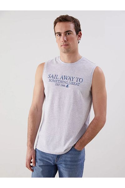 LC Waikiki Lcwaikiki Classic Beige Crew Neck Printed Men's Sleeveless T-Shirt