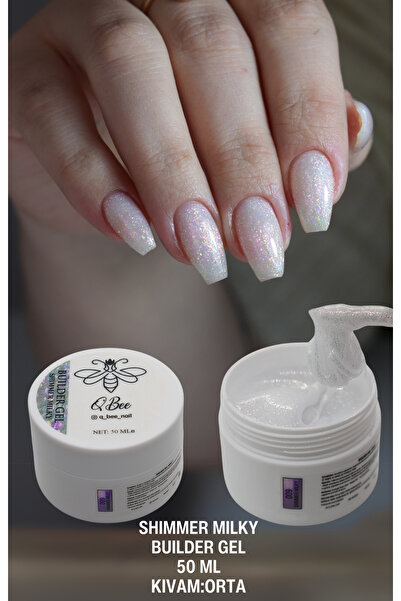 QBEE PROFESSIONAL 50ml Protez Tırnak Jeli Builder Gel Shimmer Milky