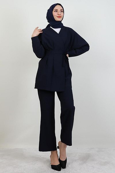 GİYZAMİLA Διπλό Σετ με Ζώνη στη μέση Navy Blue