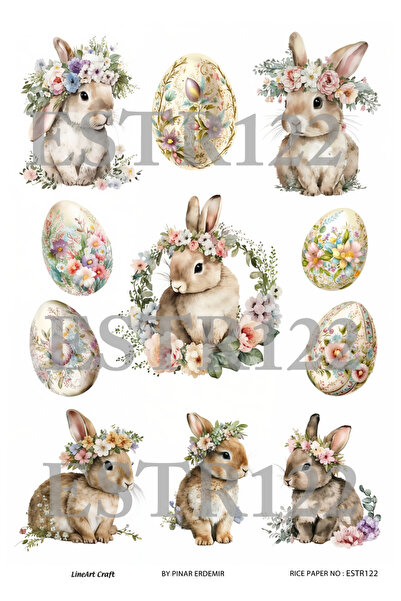 LİNEART Paskalya Serisi ESTR122 Paskalya Yumurta, Tavşan Desenli 29*42 cm Pir...