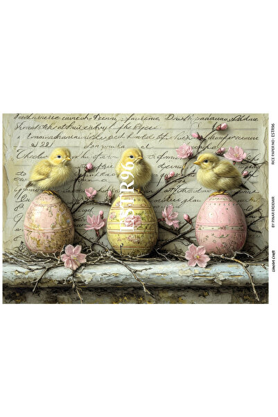 LİNEART Paskalya Serisi ESTR96 Civciv, Paskalya Yumurtası Desenli 29*42 cm Pi...