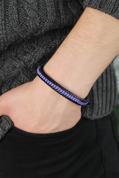 NEZADE STORE Purple Leather Men's Bracelet - Lisinya