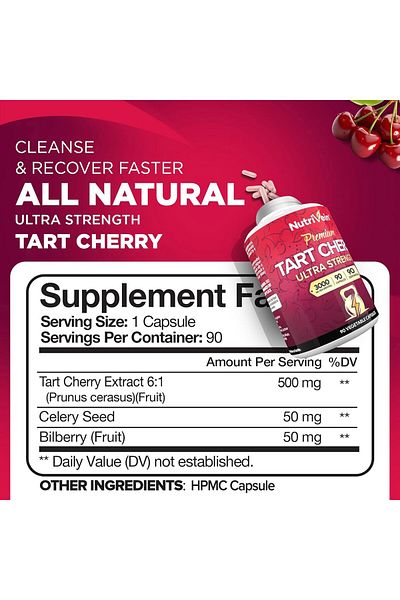 nutrivein Tart Cherry Recovery, Detox, Rest, & Mobility - 90 Caps Vitamin