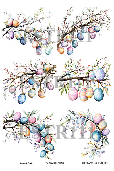 LİNEART Paskalya Serisi ESTR111 Pastel Paskalya Yumurtası Desenli 29*42 cm Pi...