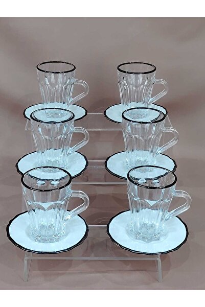 AR HOME 6 Piece Tea Cup - 6 Piece Porcelain Coaster - 130 ml