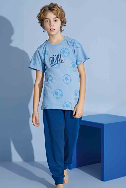 Tarık Хлопчача футболка Goal з довгими рукавами, трикотажна, з коміром-стійкою, середньої щільності, піжамний комплект-3936