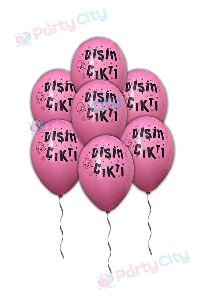 Party City Pembe Dişim Çıktı Balonu 10’lu | Diş Buğdayı Partisi Konsept Balon...