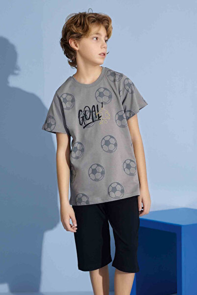 Tarık Хлопчачий футболка Goal Бермуди з трикотажу Супрем Велосипедний комір Середньої товщини Піжамний комплект-3938