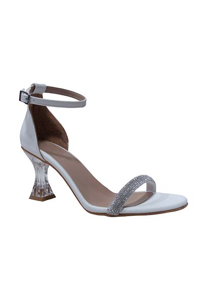 Ventes White Diamond Stone Single Strap Buckle Sandals Shoes