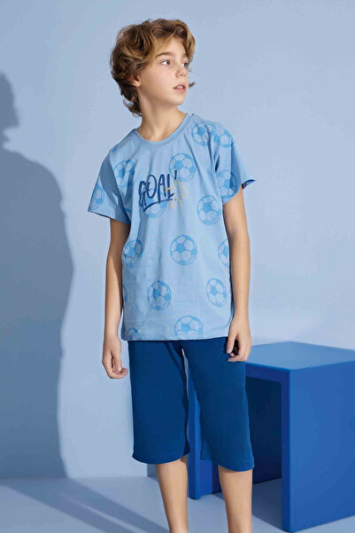 Tarık Хлопчачий футболка Goal Бермуди з трикотажу Супрем Велосипедний комір Середньої товщини Піжамний комплект-3938