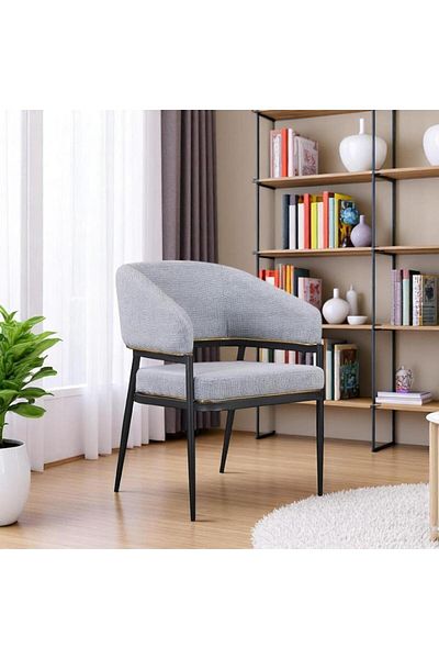 Generic Dining chair, Fabric Dining Side Chair With Metal Frame 83x58x54cm Light Grey