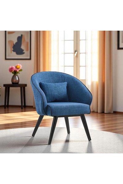 Generic Dining chair, Fabric Dining Side Chair With Black Legs Blue