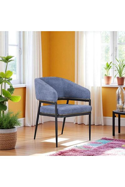 Generic Dining chair, Fabric Dining Side Chair With Metal Frame 83x58x54cm Blue