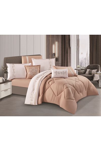 HOURS Karina Microfiber Comforter, 8 Pieces, Summer Luxury, Embroidered, Double