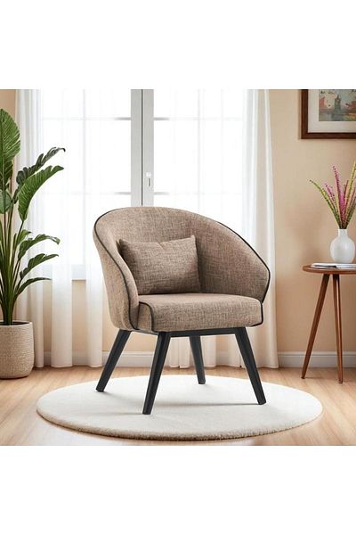 Generic Dining chair, Fabric Dining Side Chair With Black Legs Brown