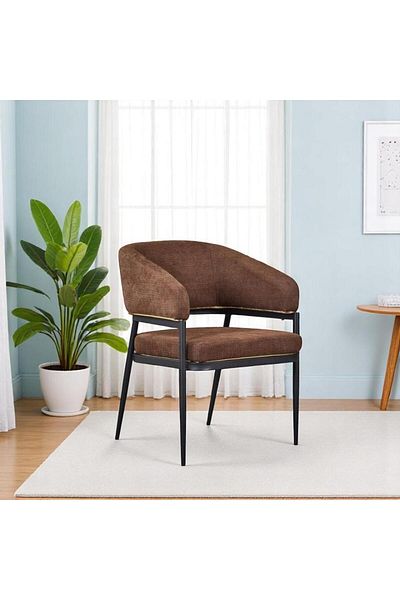 Generic Dining chair, Fabric Dining Side Chair With Metal Frame 83x58x54cm Brown