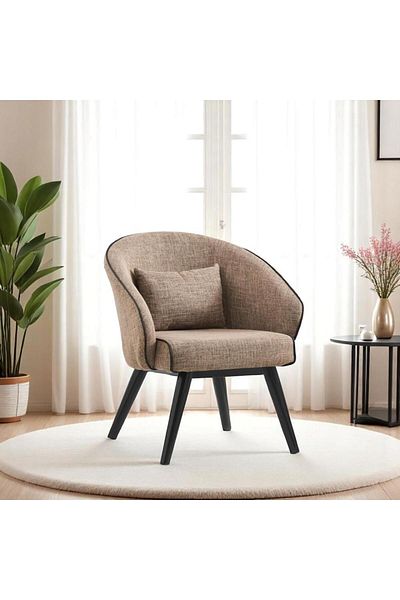 Generic Dining chair, Fabric Dining Side Chair With Black Legs Brown