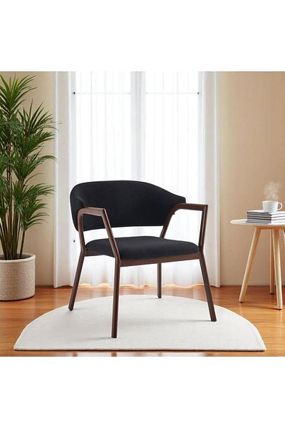 Generic Dining Chair Reception Chair with Fabric Backrest and Padded Seat Armchair for Living Room Black