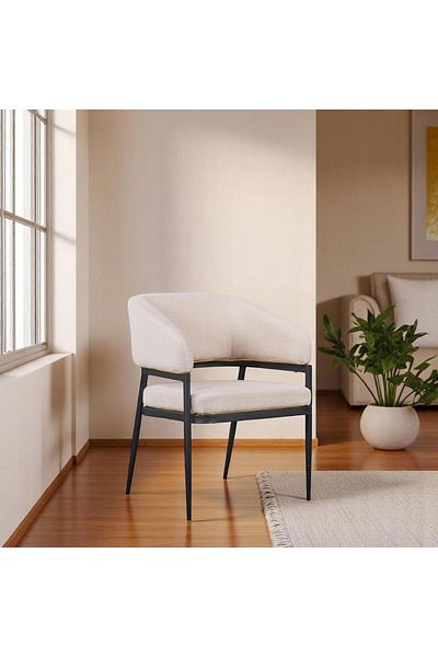 Generic Dining chair, Fabric Dining Side Chair With Metal Frame 83x58x54cm Biege