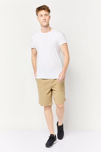 CELIO Men Textured Basic Shorts, Tan
