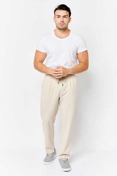 CELIO Men Regular Fit Solid Straight Leg Pants, Beige