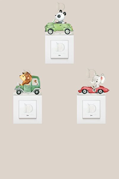 KT Decor Car Ride of Cute Animals Set of 3 Socket Stickers