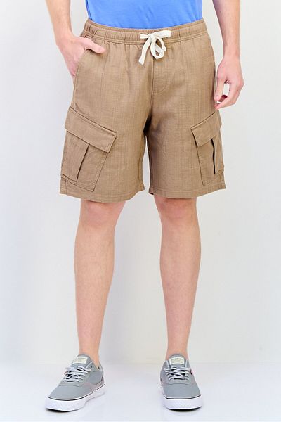 CELIO Men Plain Cargo Shorts, Taupe
