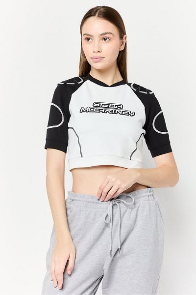 Stella McCartney Women Band Collar Short Sleeve Brand Logo T-Shirt, Multicolor