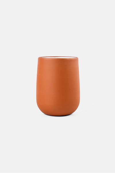 Earth Solid Ceramic Mug With Wooden Saucer 350 Ml, Brown