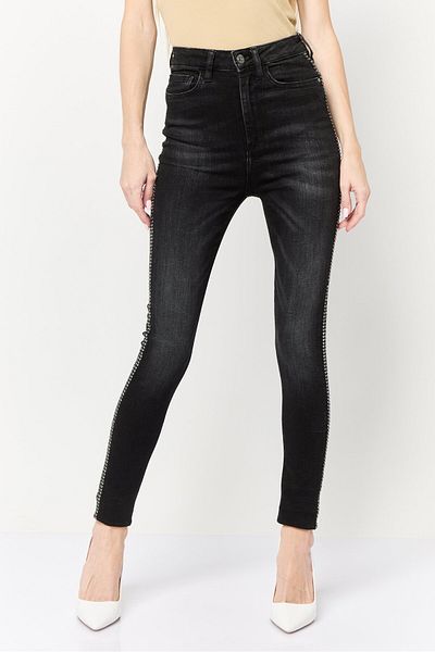 Guess Women Skinny Fit Washed Stretchable Denim Jeans, Black