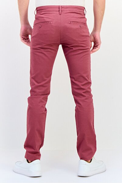 CELIO Men Slim Fit Solid Chino Pants, Maroon