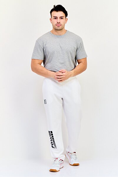 CELIO Men Regular Fit Graphic Print Stretchable Jogger Pants, White