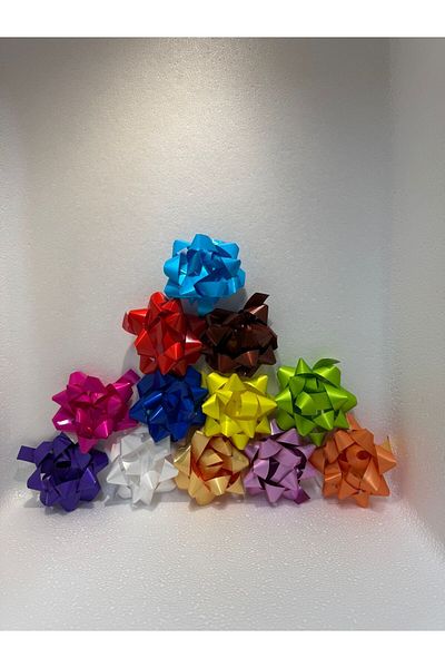 Ambalaj Evi Adhesive Polar Star Bow Gift Adhesive Large Colorful Bow Parcel Ornament 24 Pieces