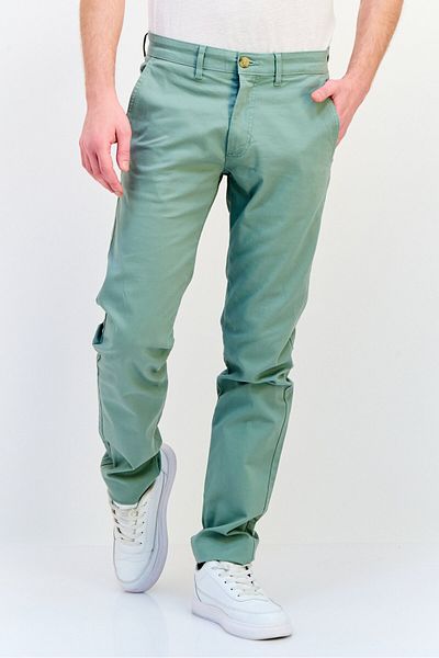 CELIO Men Slim Fit Solid Chino Pants, Sage Green
