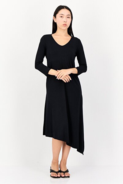 Joan Vass Women Plain Midi Dress, Black