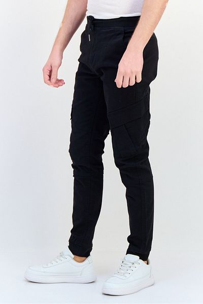 CELIO Men Jogger Fit Solid Cargo Pants, Black