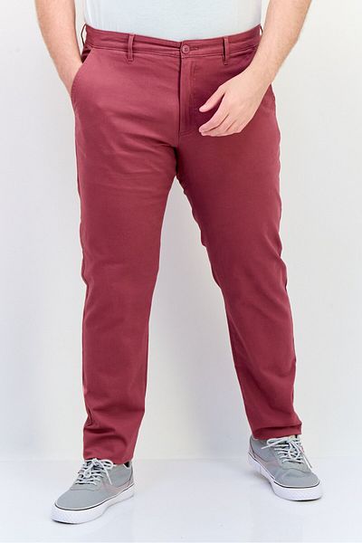 CELIO Men Regular Fit Solid Chino Pants, Burgundy
