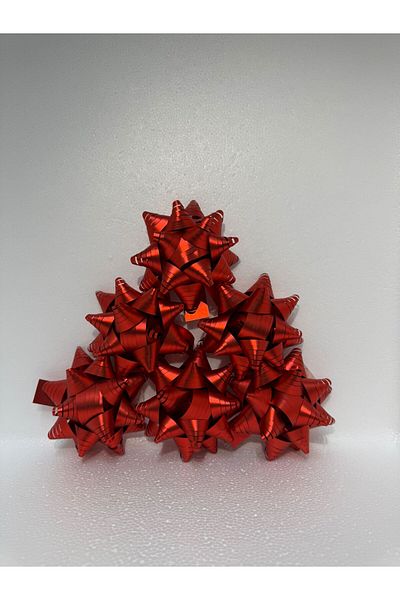 Ambalaj Evi Adhesive Pole Star Bow Gift Adhesive Big Red Bow Box Ornament 24 Pieces