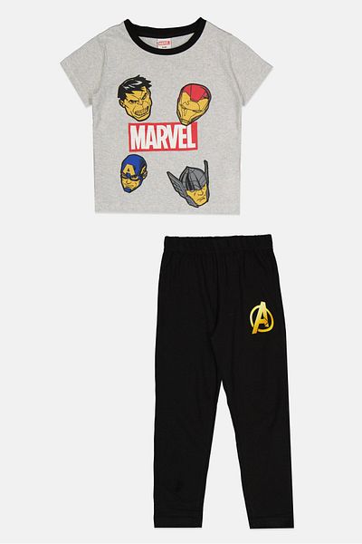 Marvel Toddlers Boy 2 Pcs Graphic Print Top And Bottom Pajama Set, Multicolor