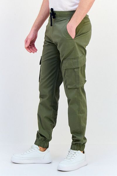 CELIO Men Regular Fit Solid Drawstring Cargo Pants, Olive